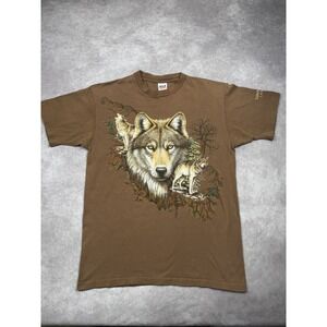 Vintage Wolf Shirt Mens Large Single Stitch Extinction is‎ Forever USA 90s Tee